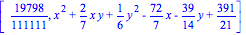 [19798/111111, x^2+2/7*x*y+1/6*y^2-72/7*x-39/14*y+391/21]